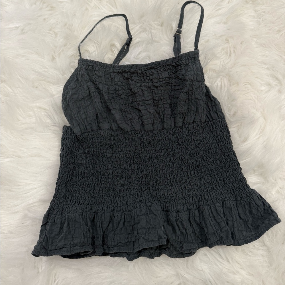 Zara Black Smocked Camisole Top